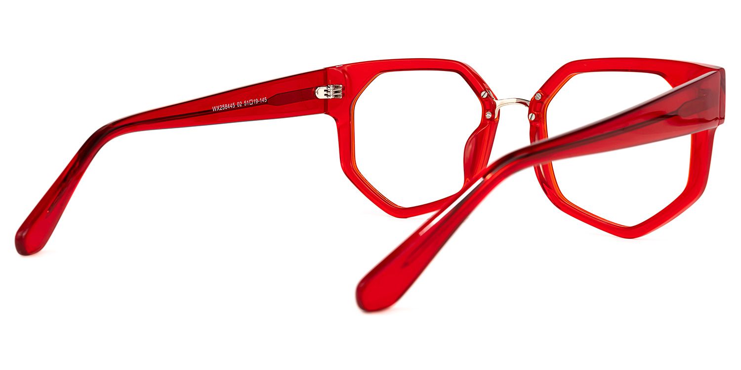 Cornelius - Geometric Red Eyeglasses by Vooglam - Side View