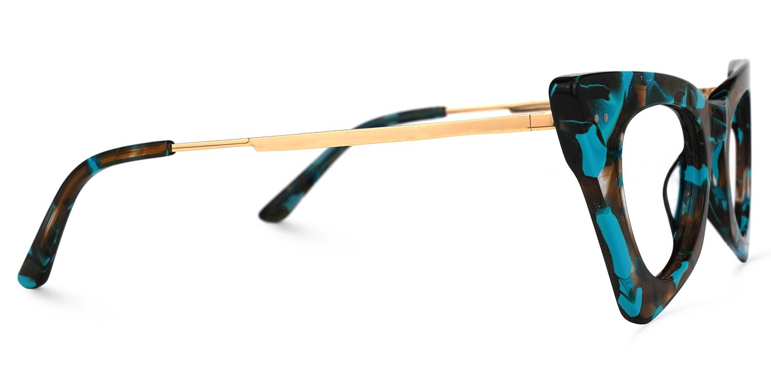 Gretchen - Geometric Brown/Blue Eyeglasses | Vooglam 4
