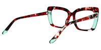 Rectangle Red/Floral Eyeglasses | Vooglam.com Side View