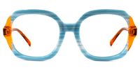 Square Blue/Orange Eyeglasses | Vooglam.com Angle View