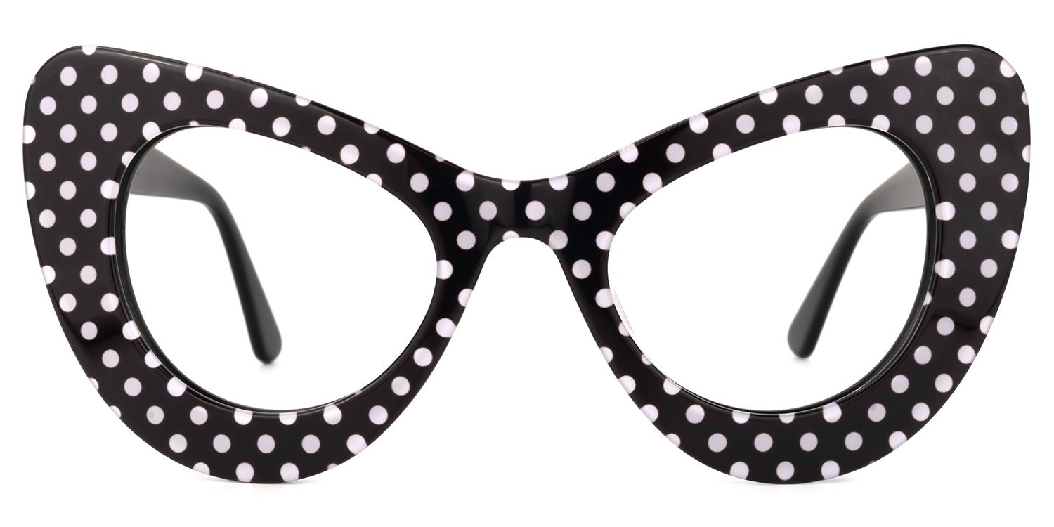 April - Cat Eye Black/White Eyeglasses | Vooglam Angle View
