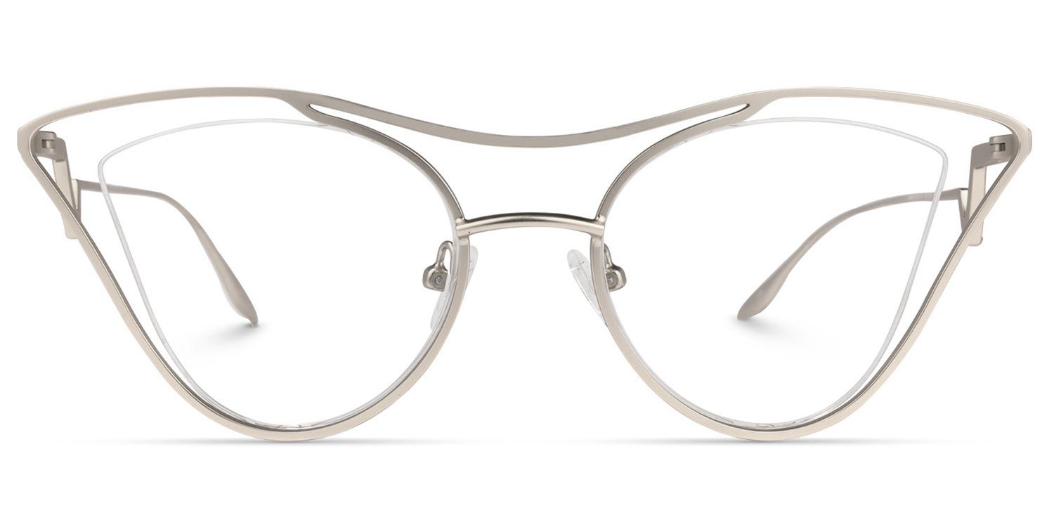 Janis - Aviator Silver Eyeglasses | Vooglam Angle View