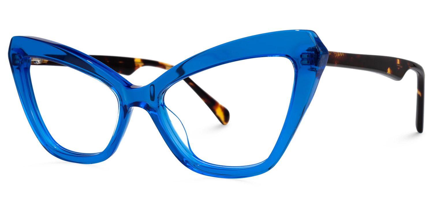 Shaneika - Cat Eye Blue Eyeglasses | Vooglam Front View