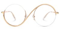 Manley - Elegant Gold Round Semi-Rim Glasses | Vooglam Angle View