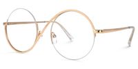 Manley - Elegant Gold Round Semi-Rim Glasses | Vooglam Front View