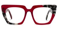 Sanna - Bold Red & Tortoise Square Glasses | Vooglam Angle View