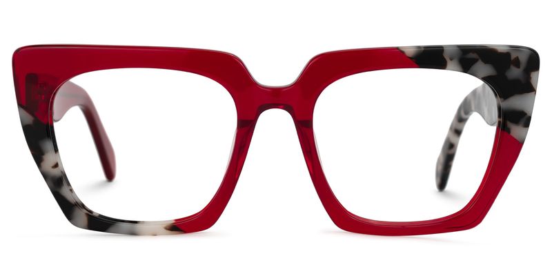 Sanna - Retro Red & Tortoise Square Frame Glasses