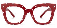 Naila - Square Red Eyeglasses │Vooglam Angle View