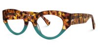 Oval Blue Eyeglasses | Vooglam.com Front View