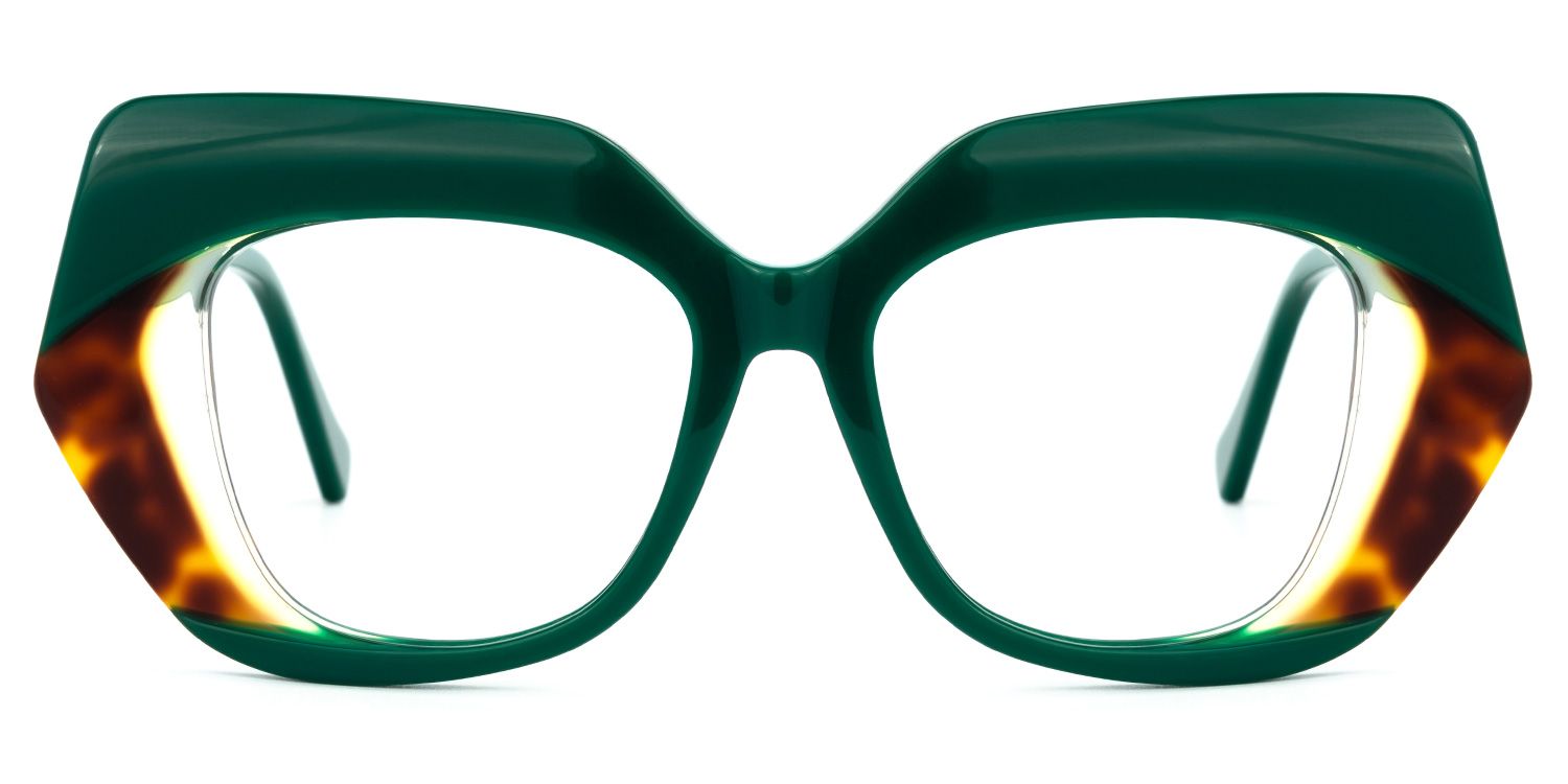 Geometric Green Eyeglasses | Vooglam.com Angle View