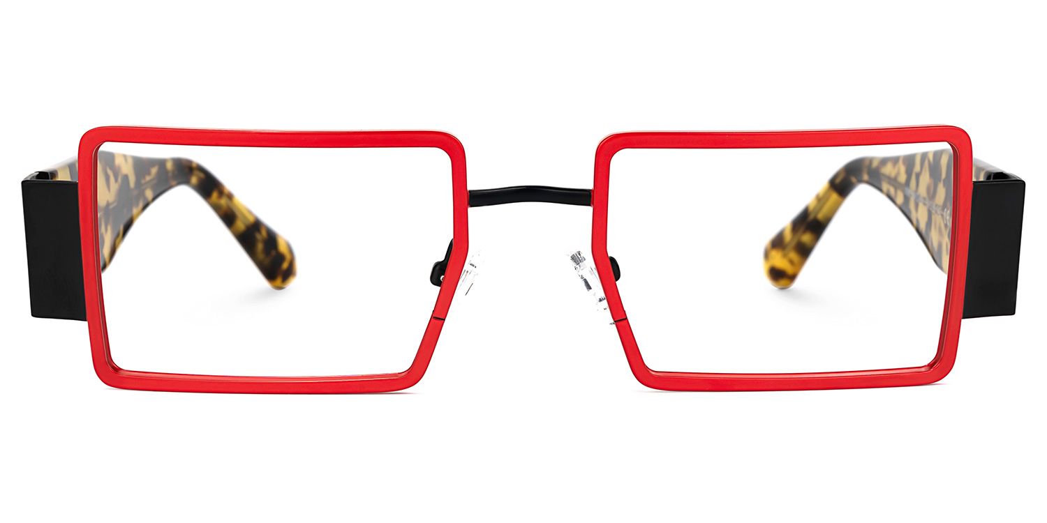 Anitta - Rectangle Red Eyeglasses | Vooglam Angle View