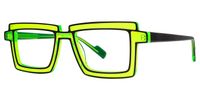 Joselyn - Rectangle Neon Green Funky Glasses | Vooglam Front View