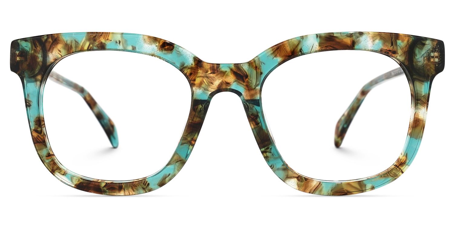 Square Green Eyeglasses | Vooglam.com Angle View