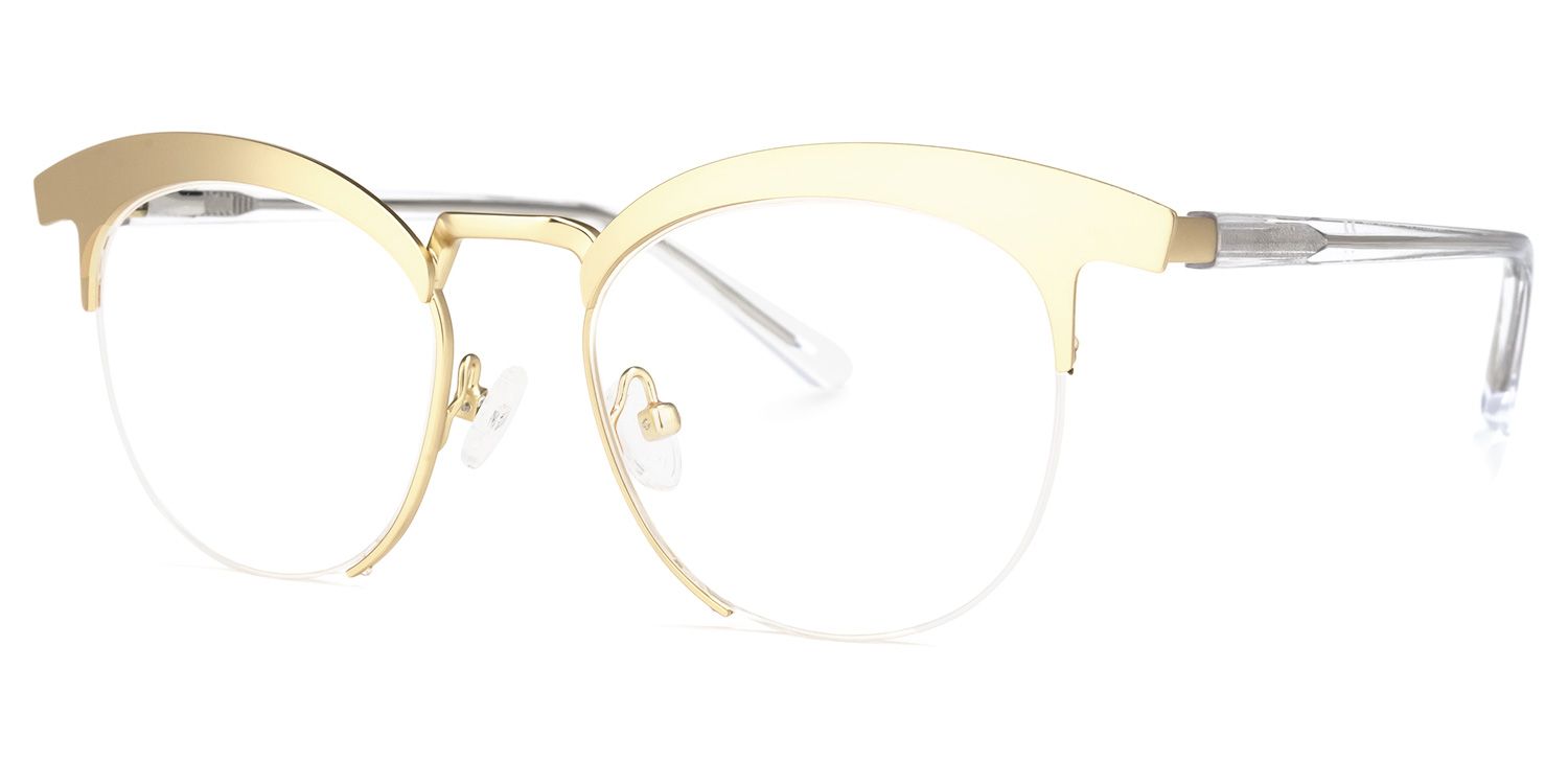 Browline Gold Eyeglasses | Vooglam.com Front View