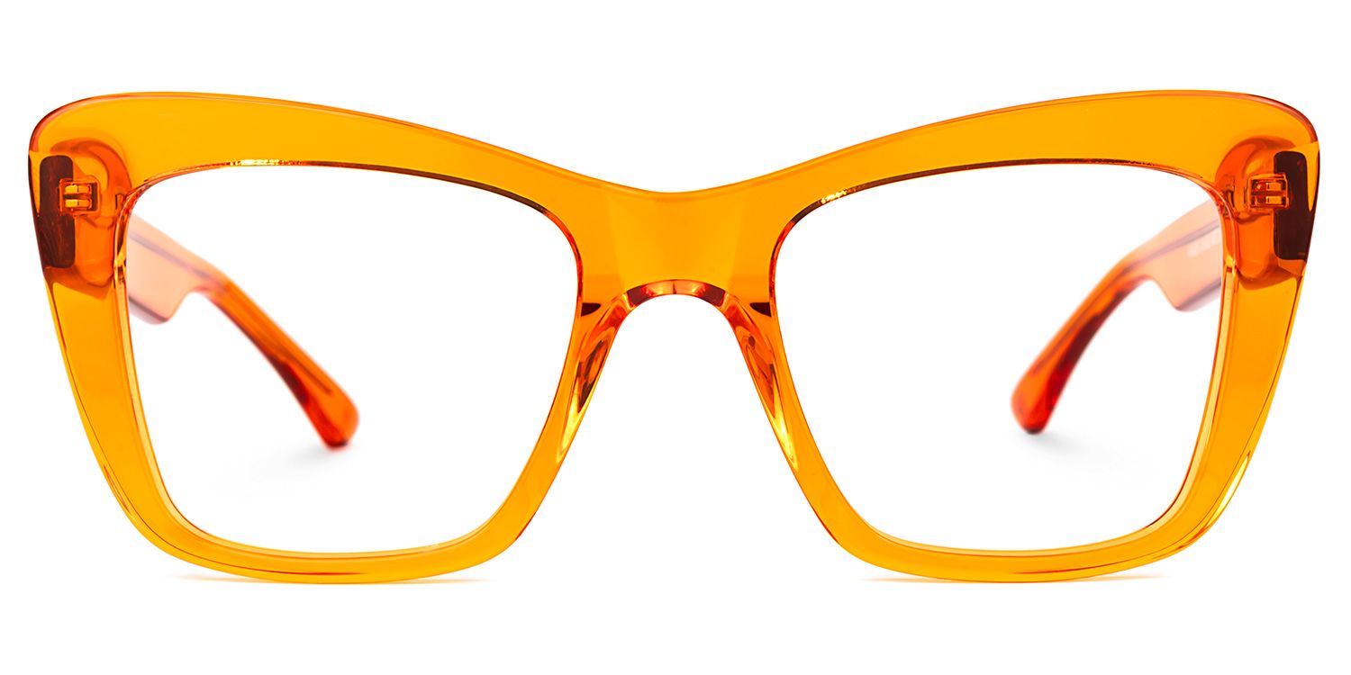 Dewanna - Rectangle Orange Eyeglasses | Vooglam Angle View