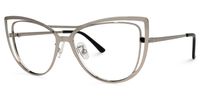 Roselyn - Cat Eye Silver Eyeglasses | Vooglam Front View