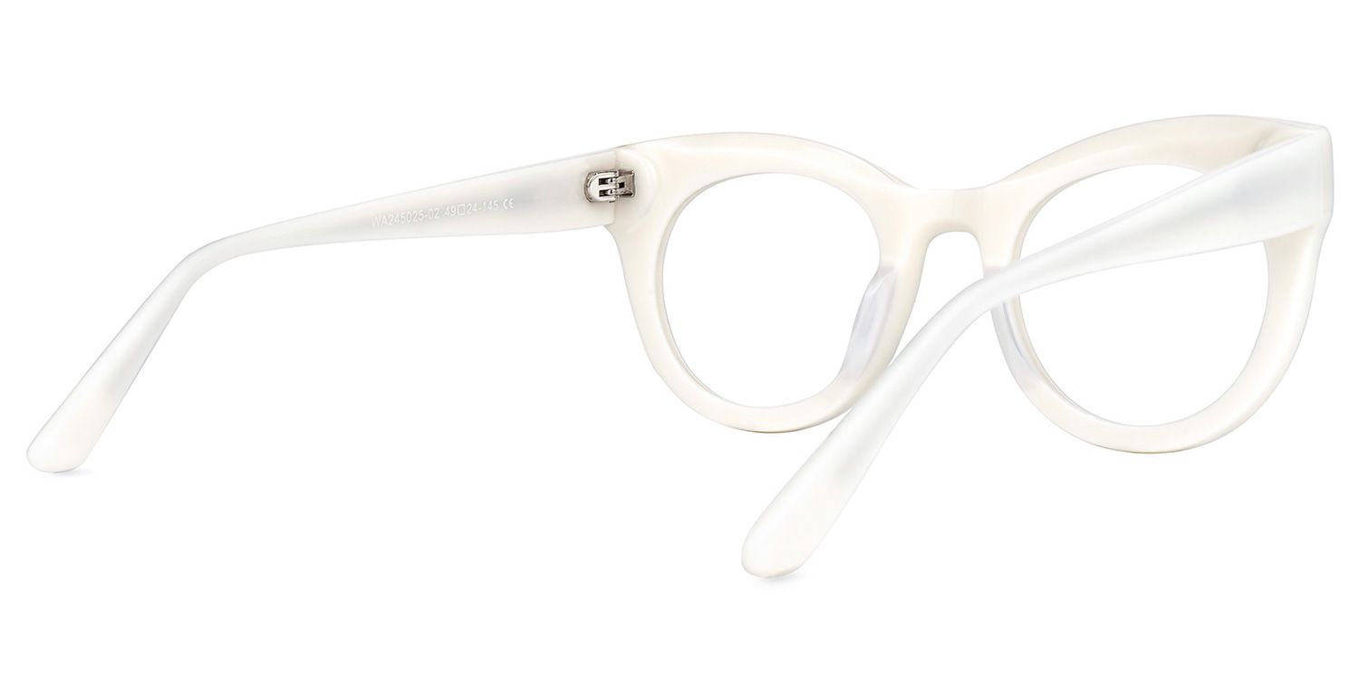 Dembo - Round White Eyeglasses | Vooglam Side View