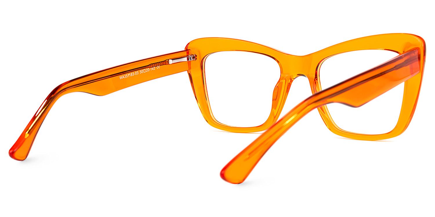 Dewanna - Rectangle Orange Eyeglasses | Vooglam Side View