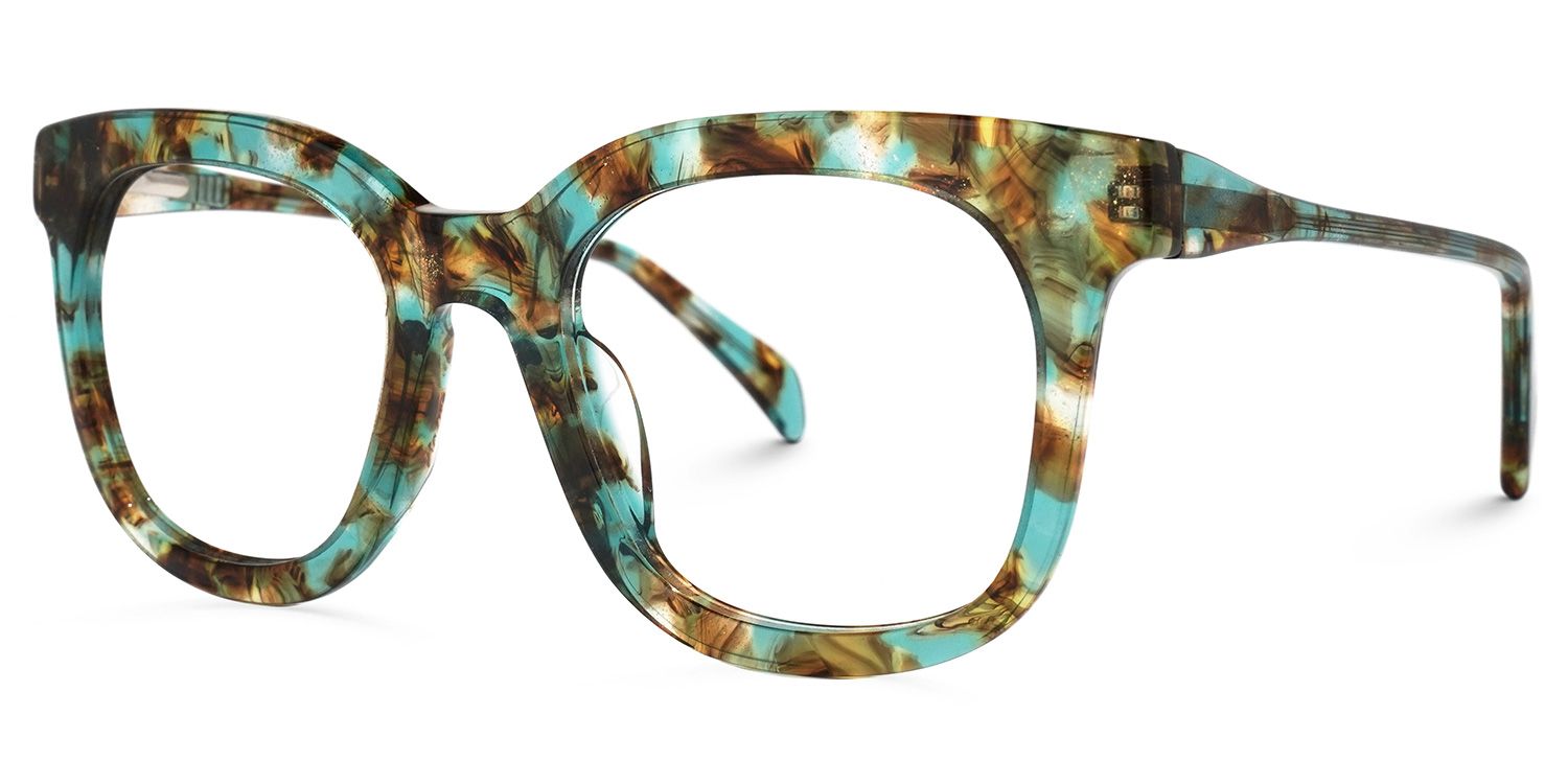 Square Green Eyeglasses | Vooglam.com Front View