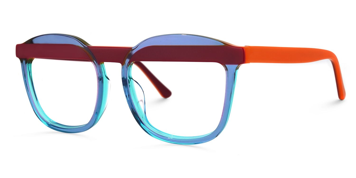 Geometric Red Eyeglasses | Vooglam.com Front View