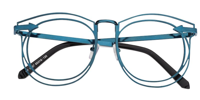 Joanne Round Blue Eyeglasses Front View