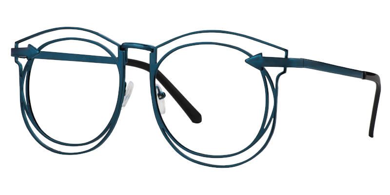 Joanne Round Blue Eyeglasses Side View