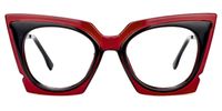 Steady Geometric Black/Red Eyeglasses│Vooglam Optical Glasses Front View