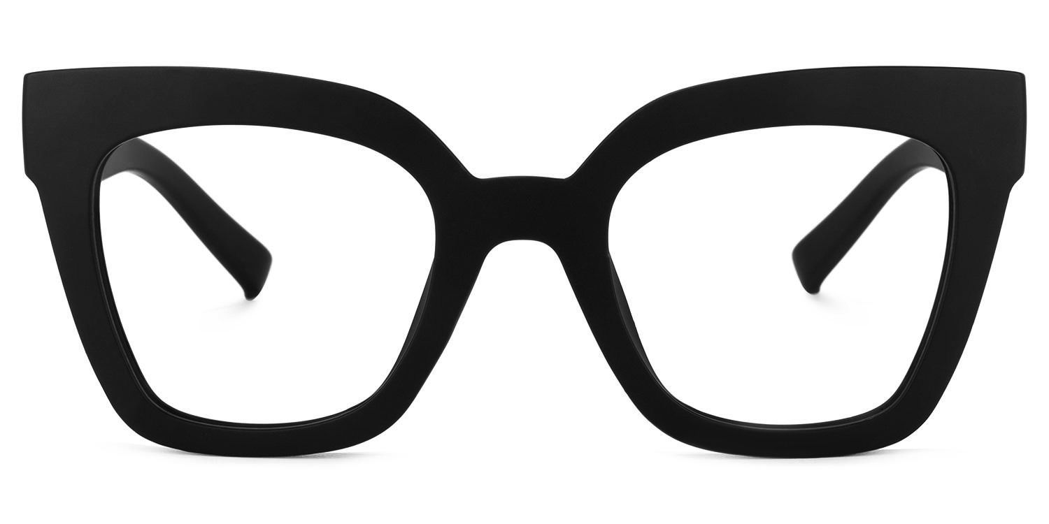 Naila -  Bold Square Matte Black Eyeglasses │Vooglam Angle View