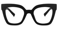 Naila -  Bold Square Matte Black Eyeglasses │Vooglam Angle View