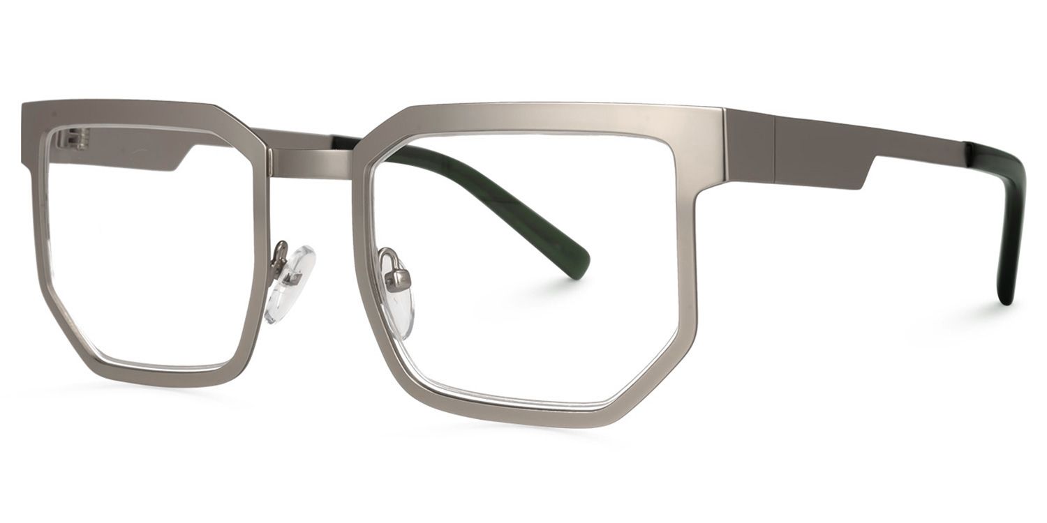 Resa - Silver Glasses with Retro Eclectic Design by Vooglam - Front View