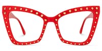 Cyndi - Square Red Eyeglasses - 1