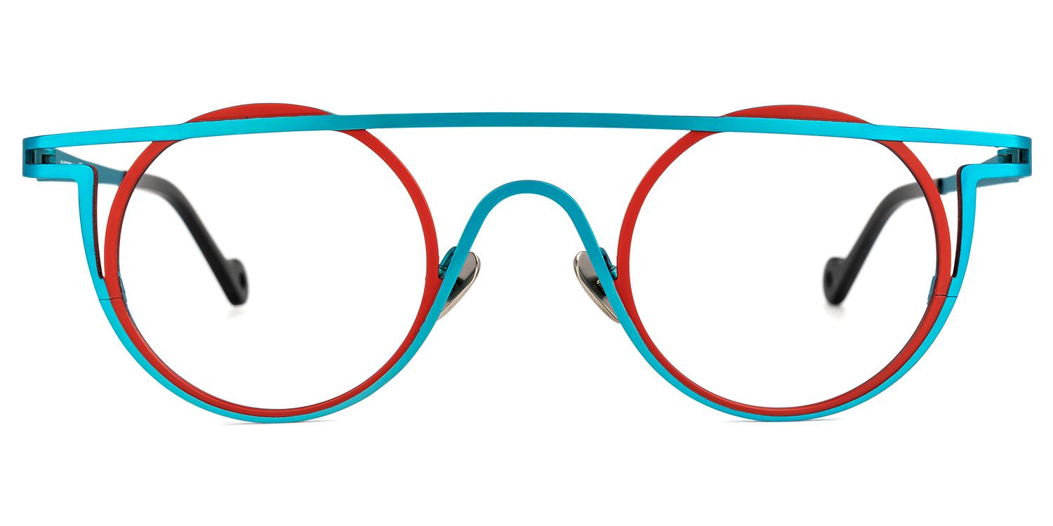Arrabella - Round Blue Eyeglasses | Vooglam Angle View