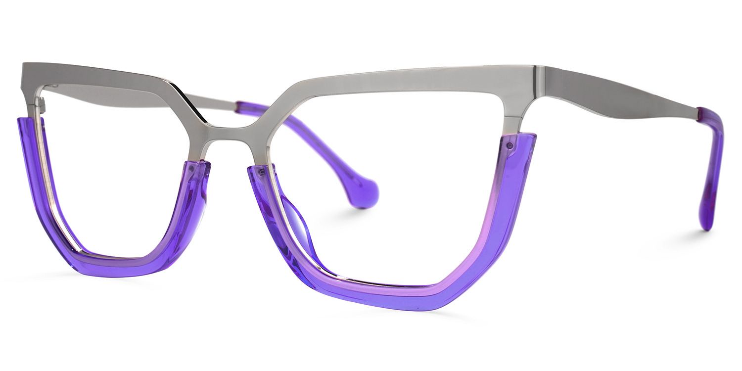 Leeza - Geometric Purple Eyeglasses | Vooglam Front View