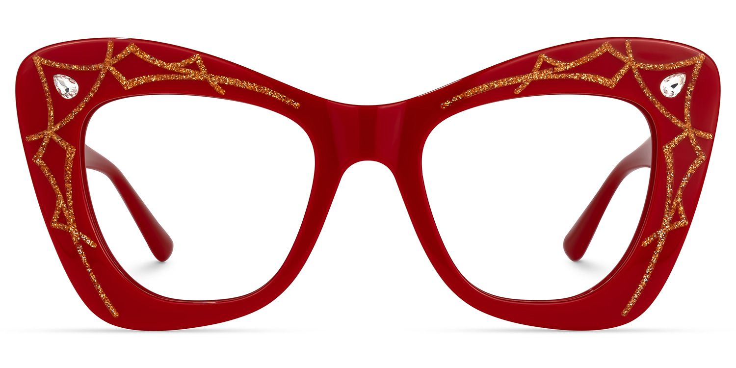 Zavala - Square Red Eyeglasses | Vooglam Angle View