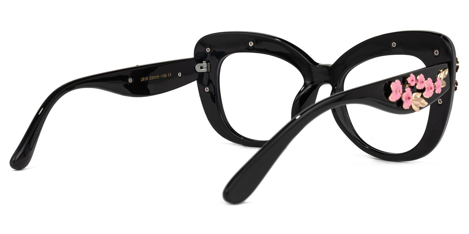 Bettina - Square Black Eyeglasses | Vooglam Side View
