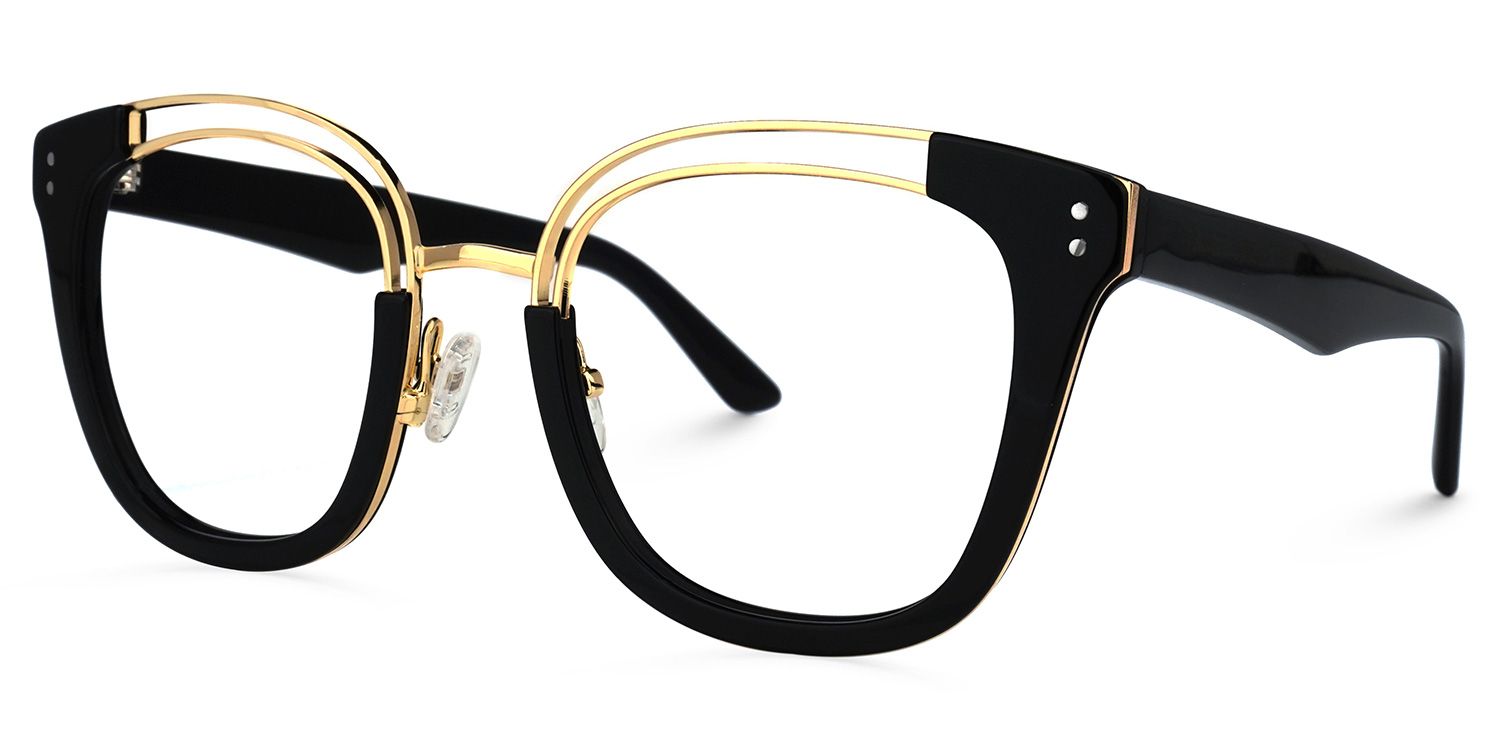 Square Black Eyeglasses | Vooglam.com Front View