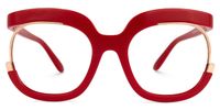 Fredia - Red and Gold Details Avant-Garde Glasses | Vooglam Angle View