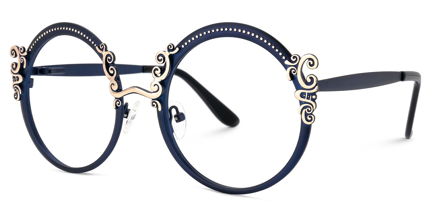 Norene Vintage Round Glasses with Elegant Filigree Design | Vooglam Front View
