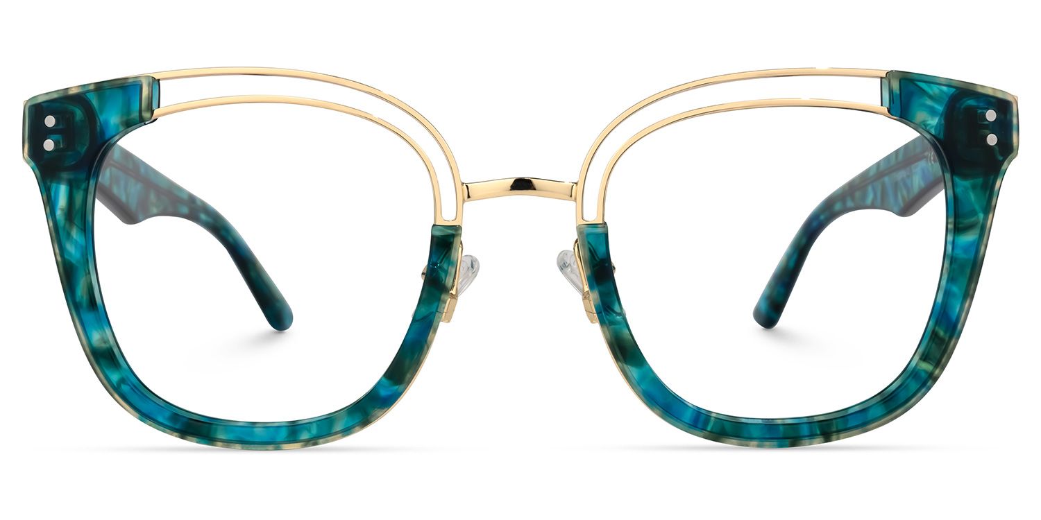 Square Blue Eyeglasses | Vooglam.com Angle View