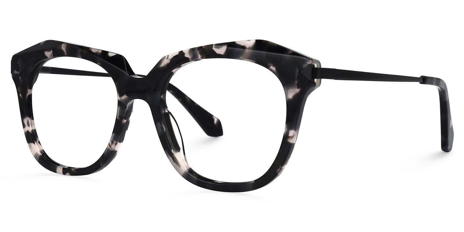 Geometric Dark/Tortoise Eyeglasses | Vooglam.com Front View