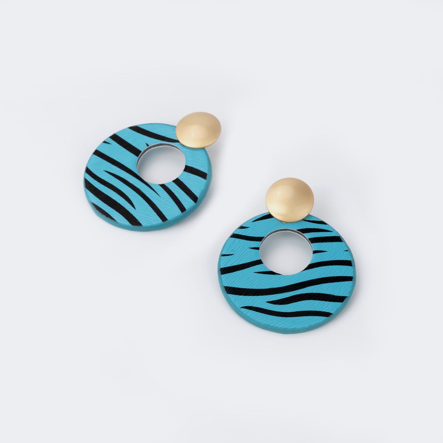 Fashion Icon Blue Pierced Earrings by Vooglam.com - Angle View