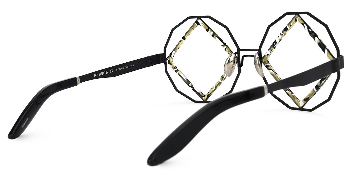 Geometric Floral Eyeglasses | Vooglam.com Side View