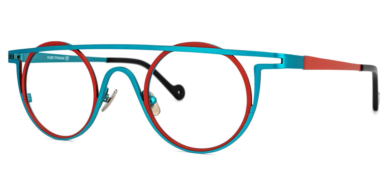 Arrabella - Round Blue Eyeglasses | Vooglam Front View