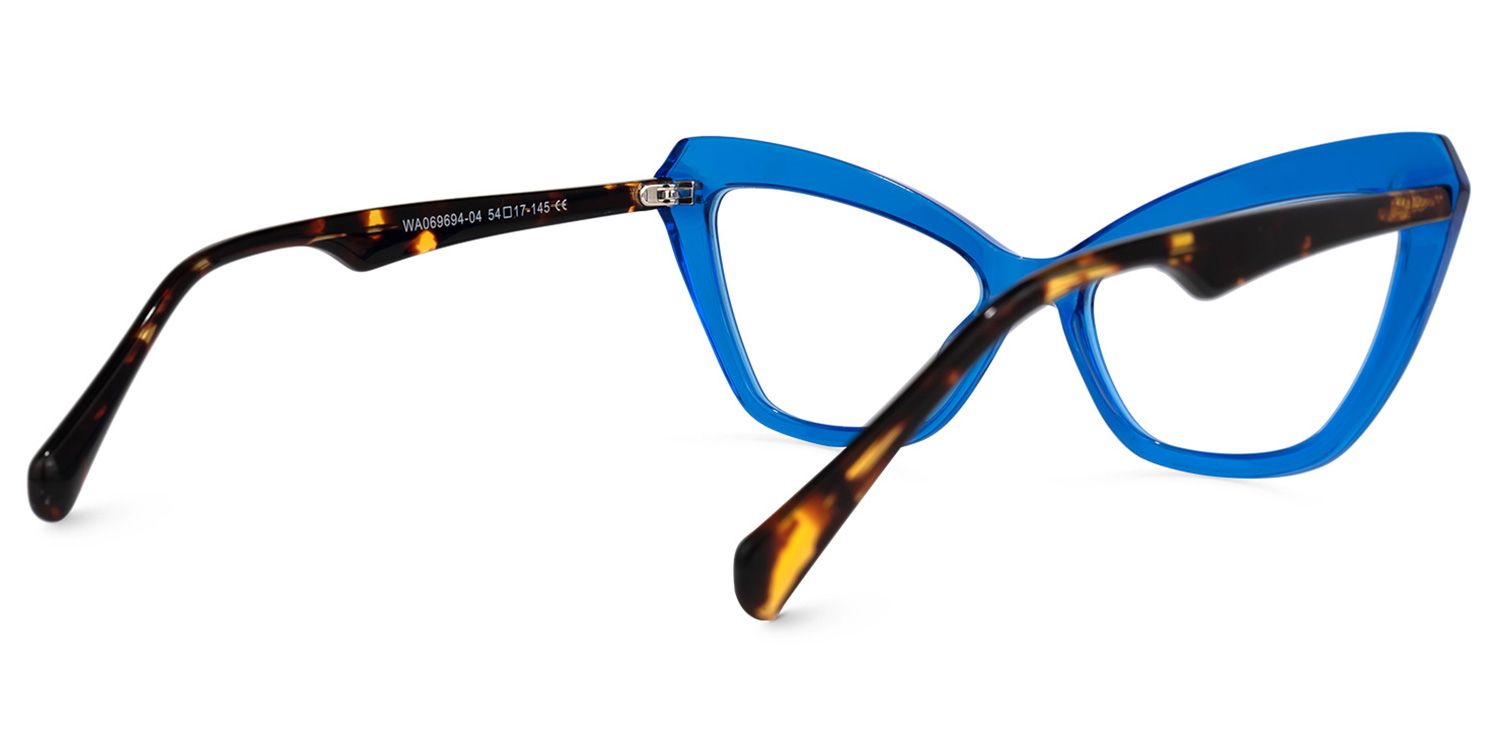 Shaneika - Cat Eye Blue Eyeglasses | Vooglam Side View