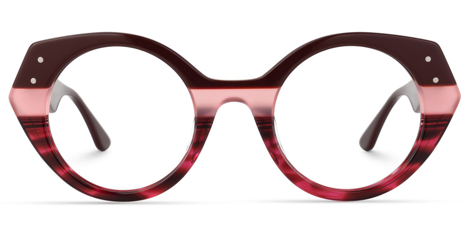 Geometric Wine/Red Eyeglasses | Vooglam.com Angle View