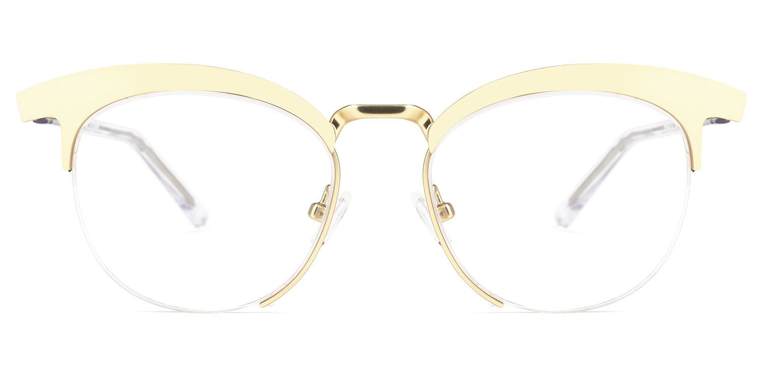 Browline Gold Eyeglasses | Vooglam.com Angle View