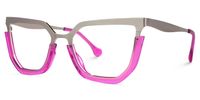 Leeza - Geometric Pink Eyeglasses | Vooglam Front View