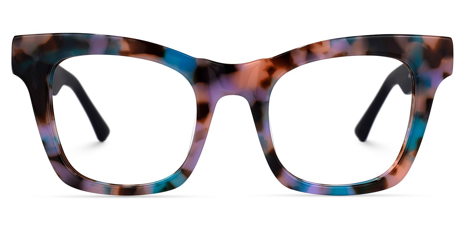 Stevens - Rectangle Floral Eyeglasses | Vooglam Angle View