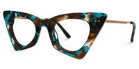 Gretchen - Geometric Brown/Blue Eyeglasses | Vooglam Front View