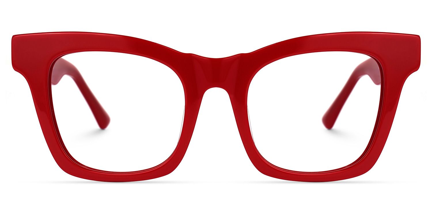 Stevens - Rectangle Red Eyeglasses | Vooglam Angle View